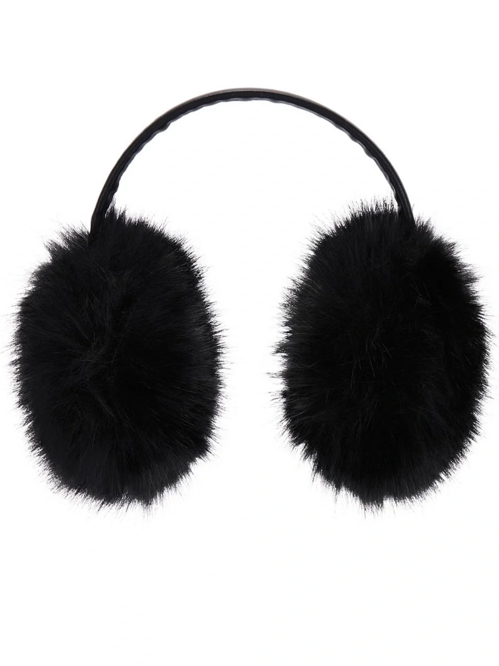 Adrienne Landau The Vee Black Faux Fur Earmuffs - OS - Jet Black